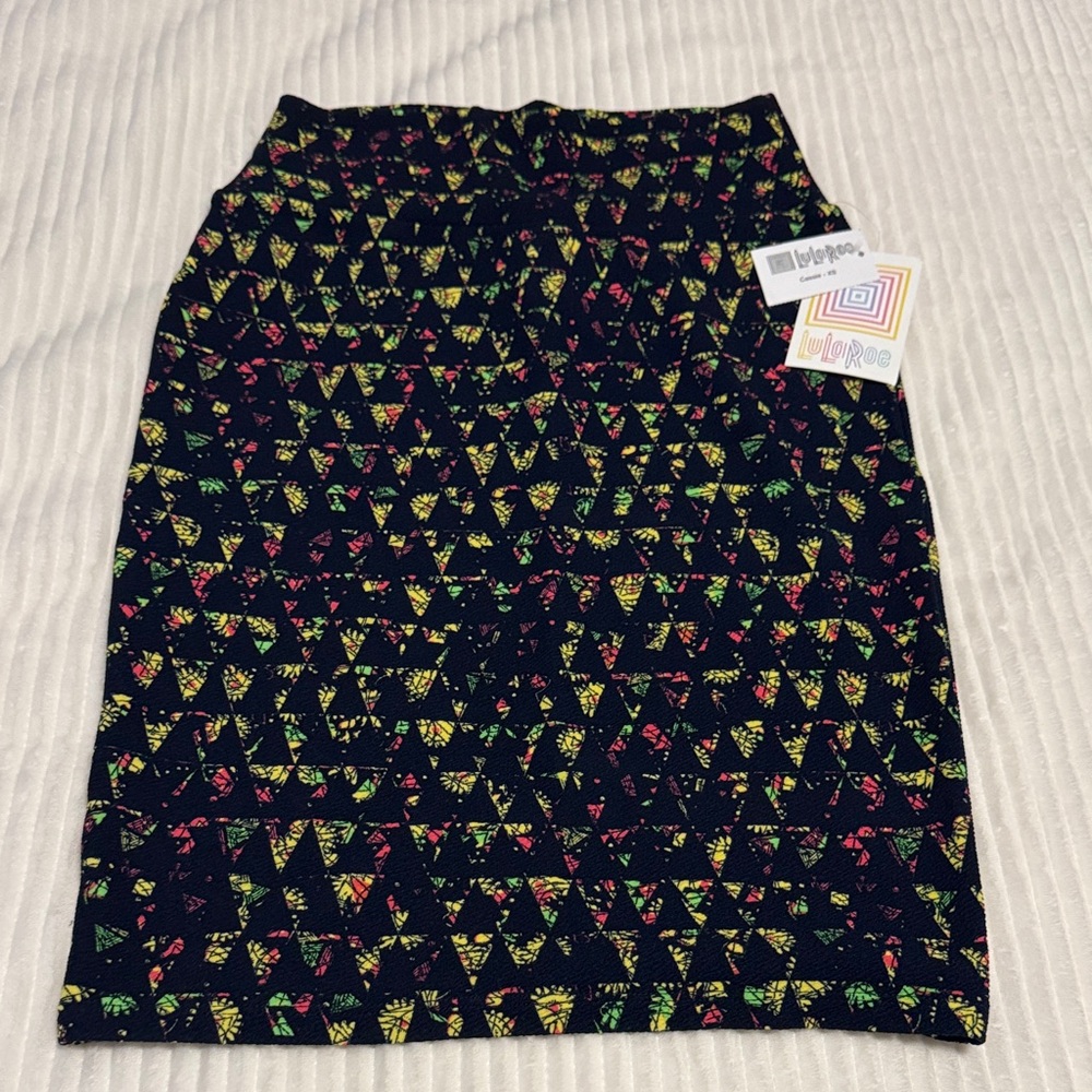 LuLaRoe Dark Navy Pencil Skirt with Vibrant Fun Colors